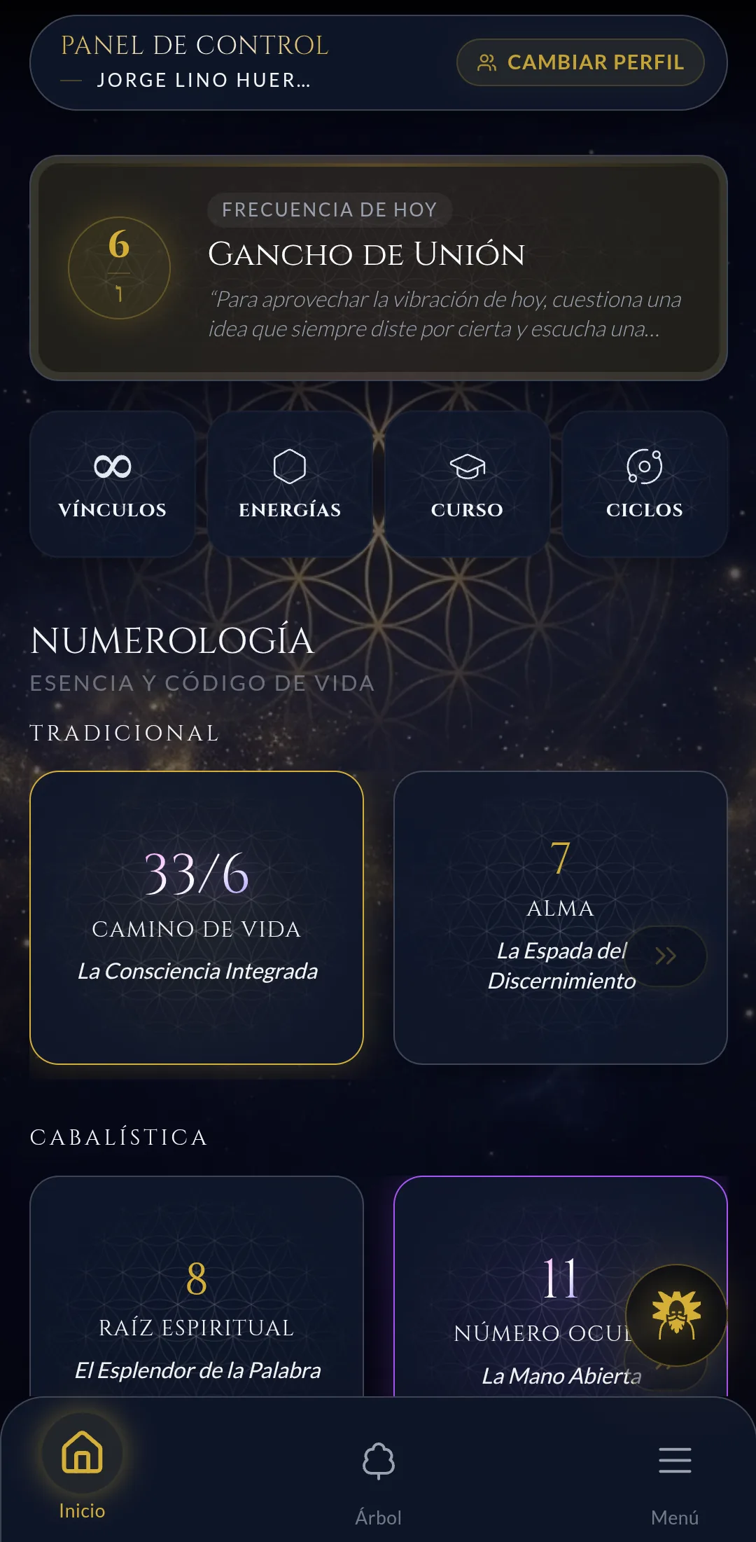 Kabbalah: Numerología y Árbol - Panel de Control