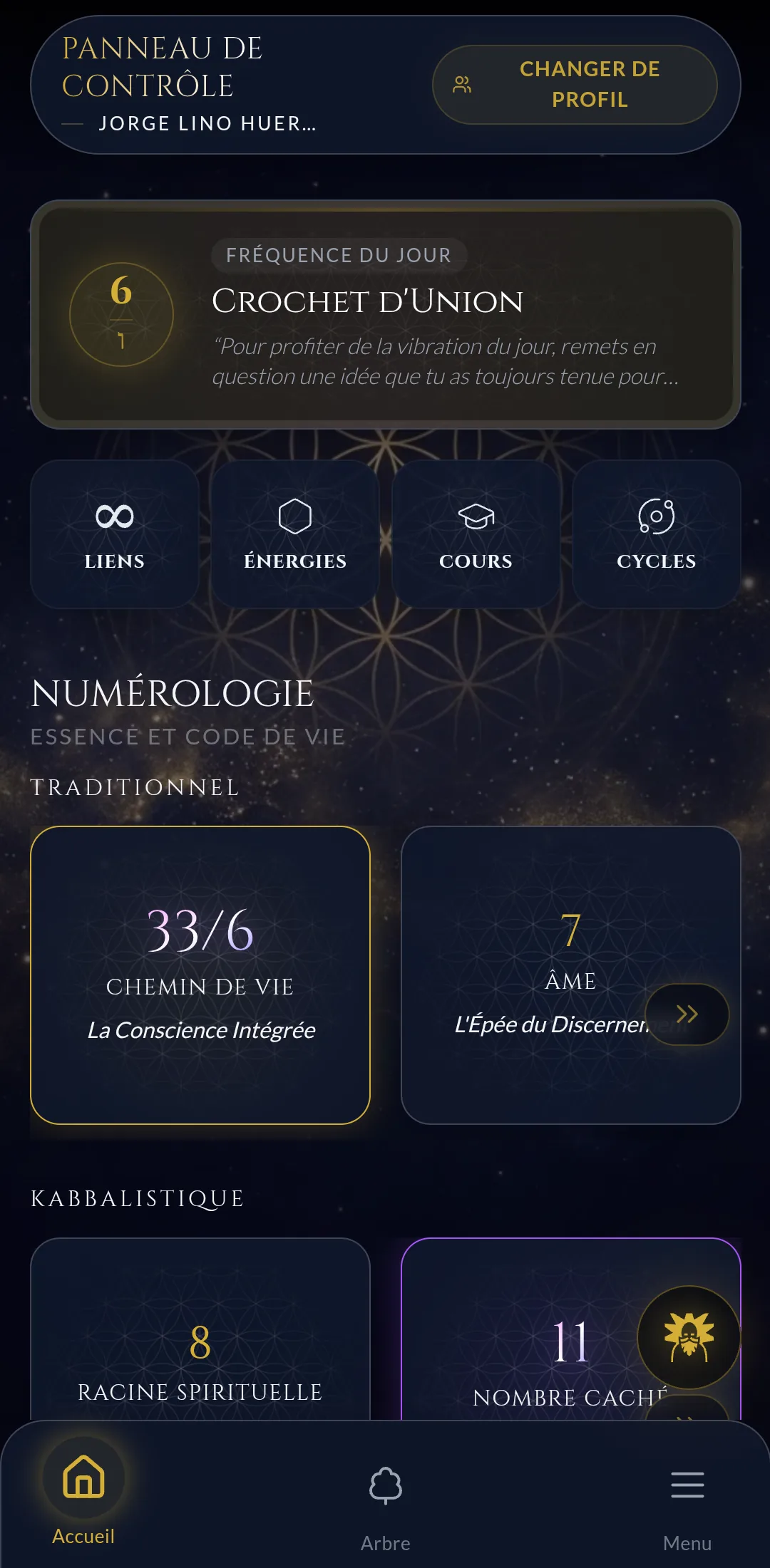 Kabbalah : Numérologie et Arbre – Panneau de contrôle