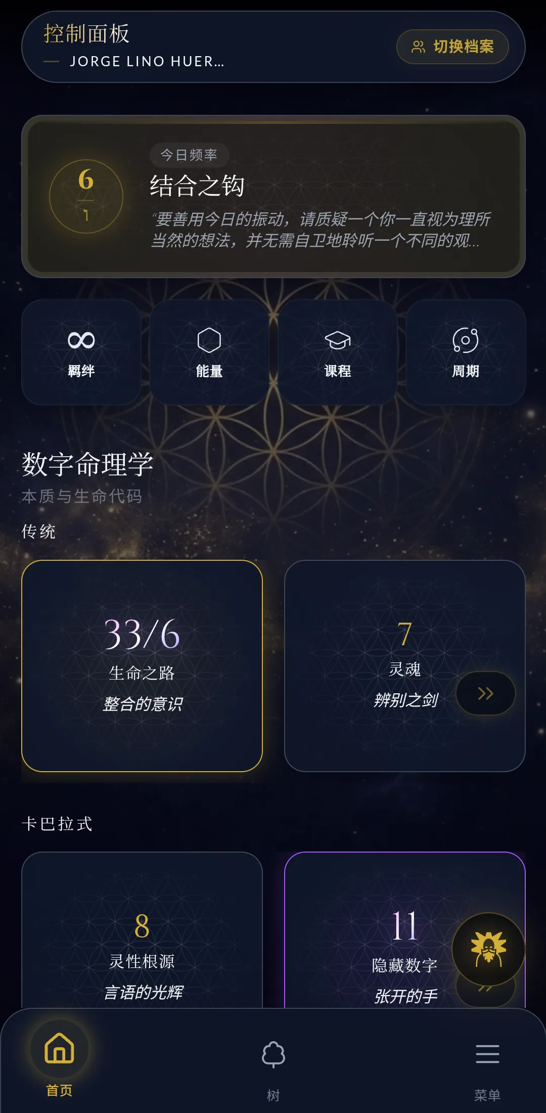 卡巴拉:数字命理与生命之树 – 控制面板